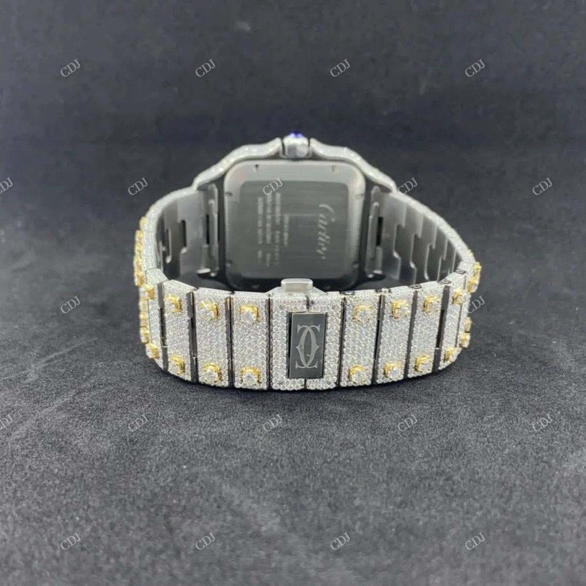 Fully Iced Out Moissanite Custom Cartier Watch customdiamjewel