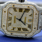 Fully Iced Out Cartier Lab Grown Diamond Studded Hip Hop Watch customdiamjewel