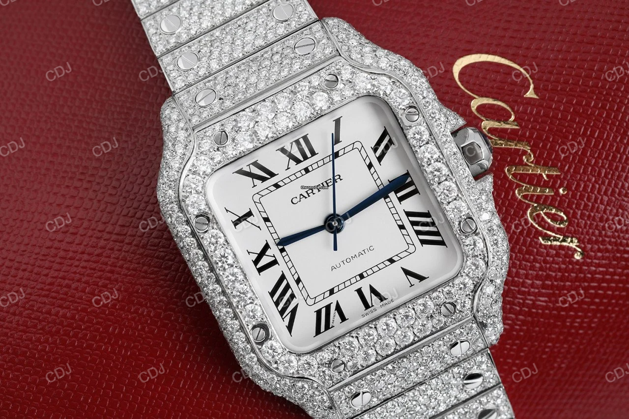 Moissanite Diamond Studded Hip Hop Iced Out Watch For Men Cartier Watch customdiamjewel