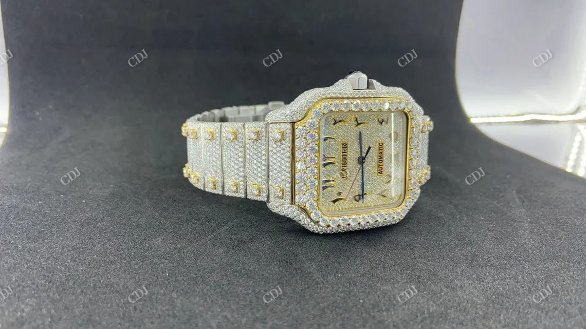Fully Iced Out Moissanite Custom Cartier Watch customdiamjewel