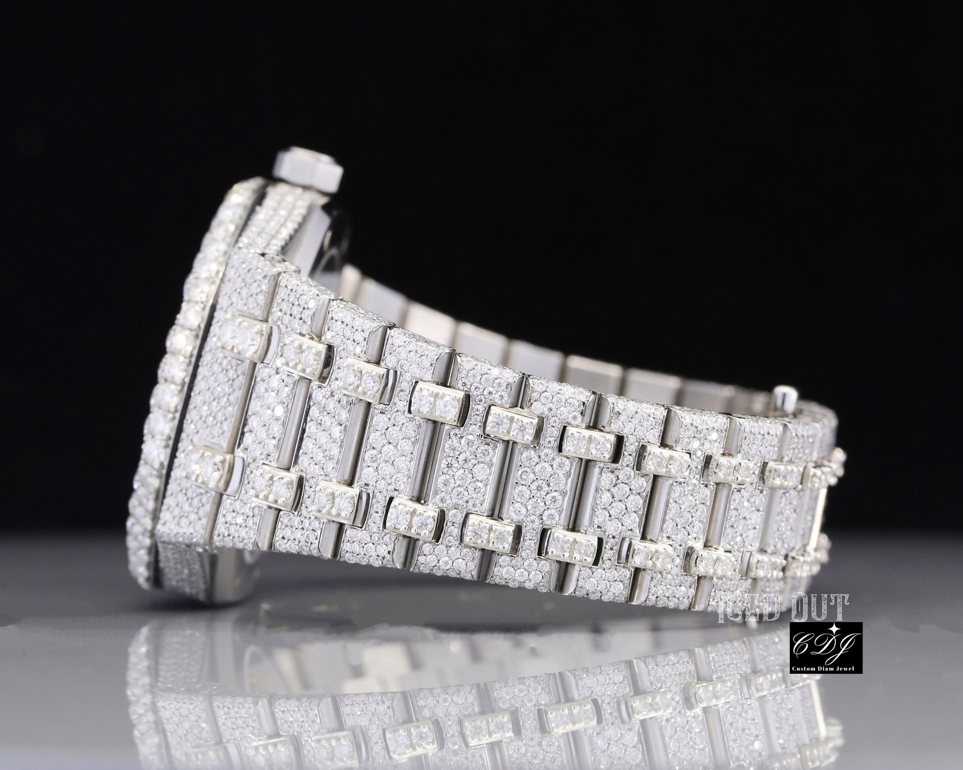 41mm Automatic Movement Iced Out Moissanite Diamond Watch customdiamjewel