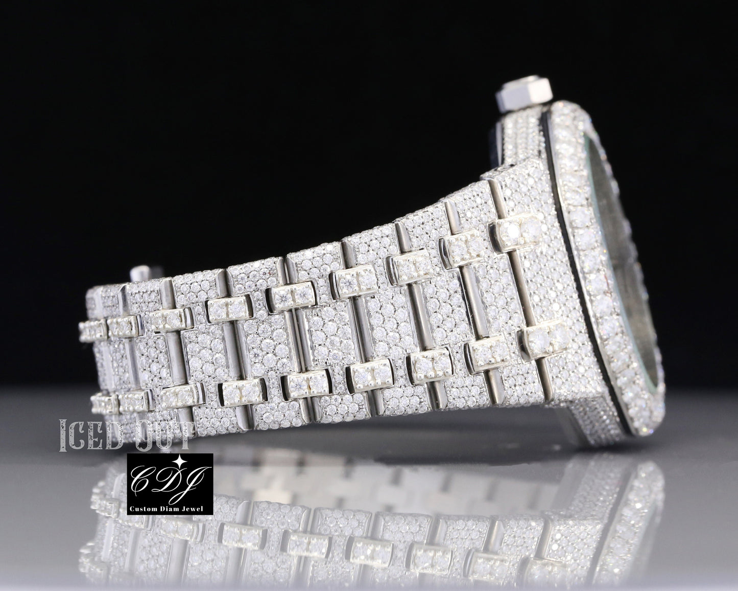 41mm Automatic Movement Iced Out Moissanite Diamond Watch customdiamjewel