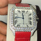 Red Belt Cartier Santos Moissanite Watch customdiamjewel