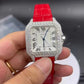 Red Belt Cartier Santos Moissanite Watch customdiamjewel