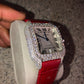 Red Belt Cartier Santos Moissanite Watch customdiamjewel