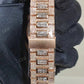 Rose Gold Tone Baguette Diamond Bezel Chrono Watch customdiamjewel