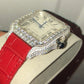 Red Belt Cartier Santos Moissanite Watch customdiamjewel