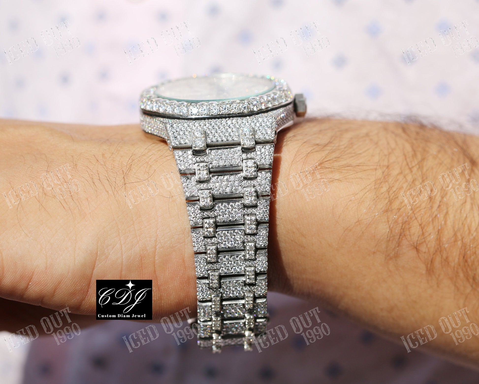 41mm Automatic Movement Iced Out Moissanite Diamond Watch customdiamjewel