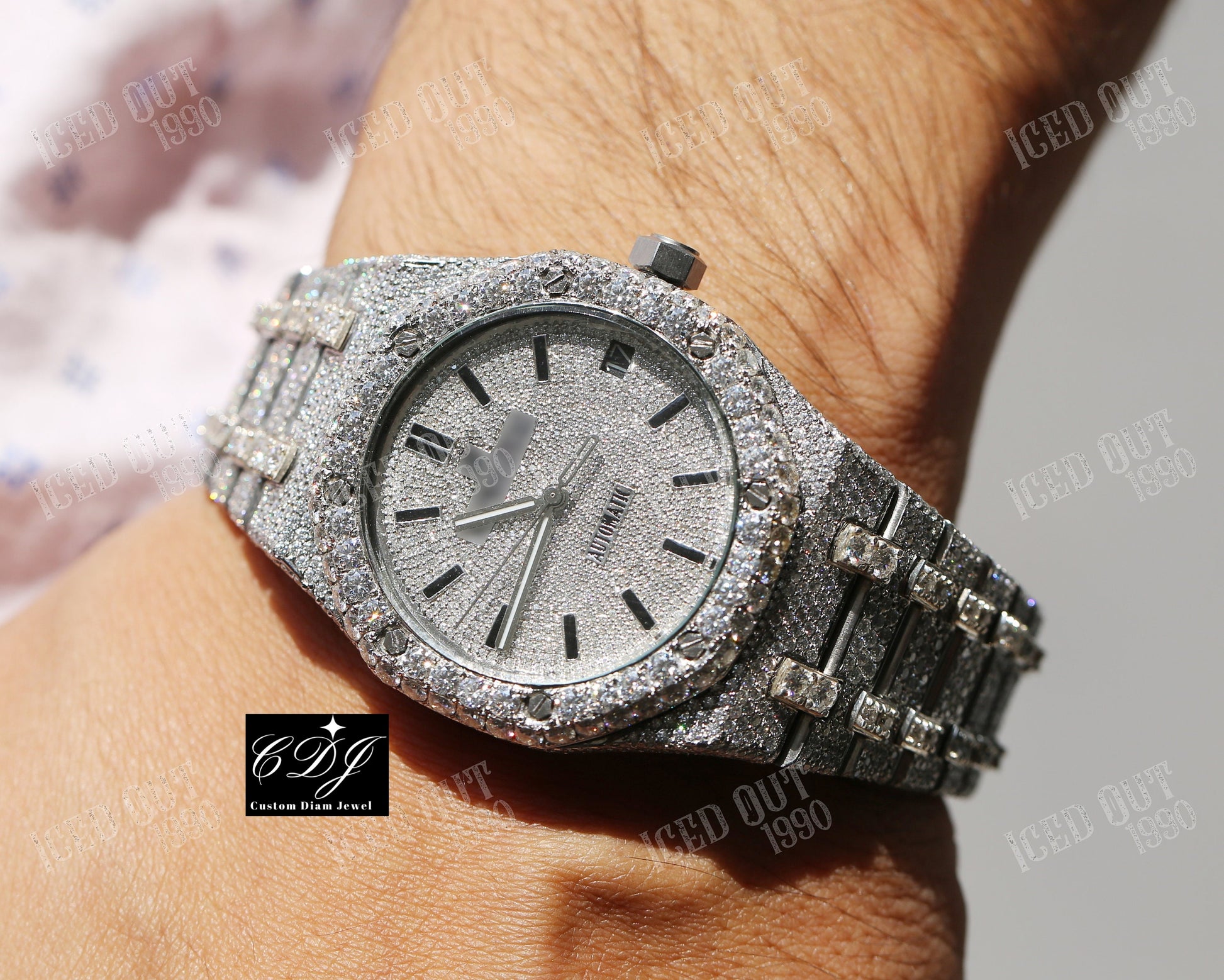 41mm Automatic Movement Iced Out Moissanite Diamond Watch customdiamjewel