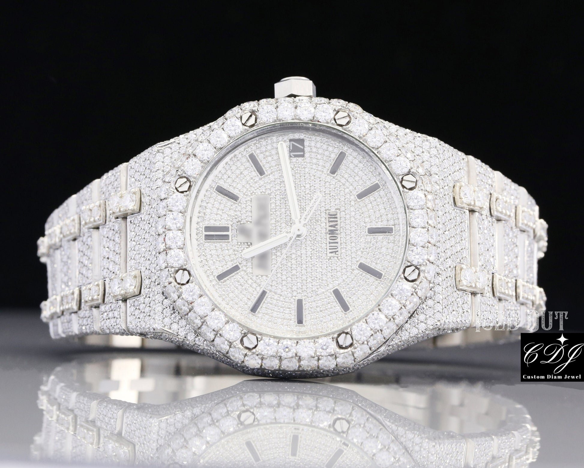 41mm Automatic Movement Iced Out Moissanite Diamond Watch customdiamjewel