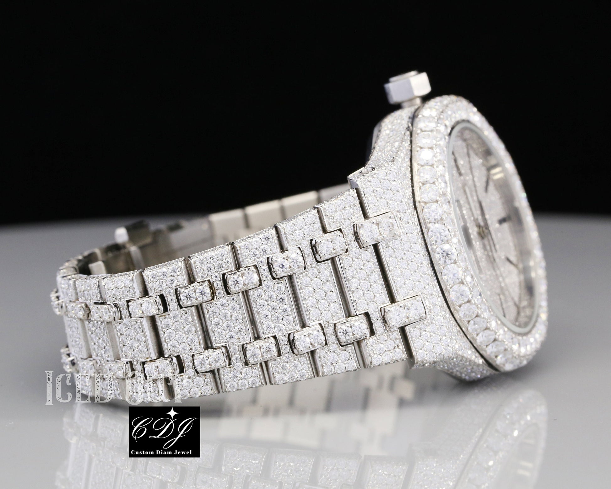 41mm Automatic Movement Iced Out Moissanite Diamond Watch customdiamjewel