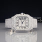 Cartier Santos Fully White Iced Out Moissanite Watch For Men's customdiamjewel