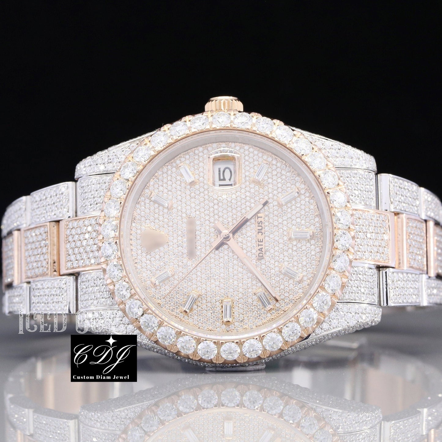 Fully Iced Out Natural Diamond Men's watch customdiamjewel