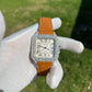 Cartier Santos Moissanite Diamond Leather Belt Watch customdiamjewel