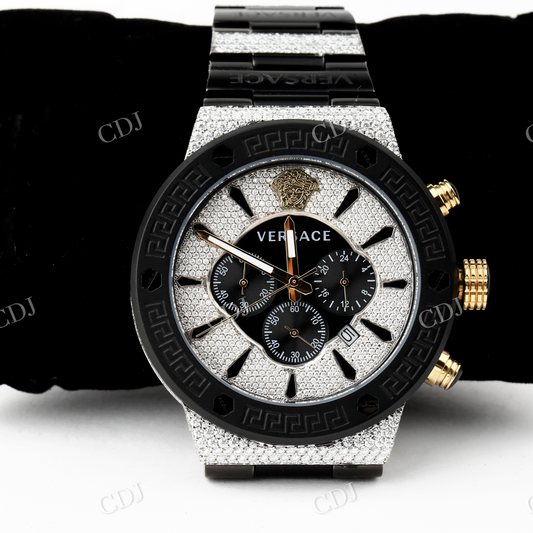 Moissanite Iced Out Chrono Hip Hop Watch For Men customdiamjewel