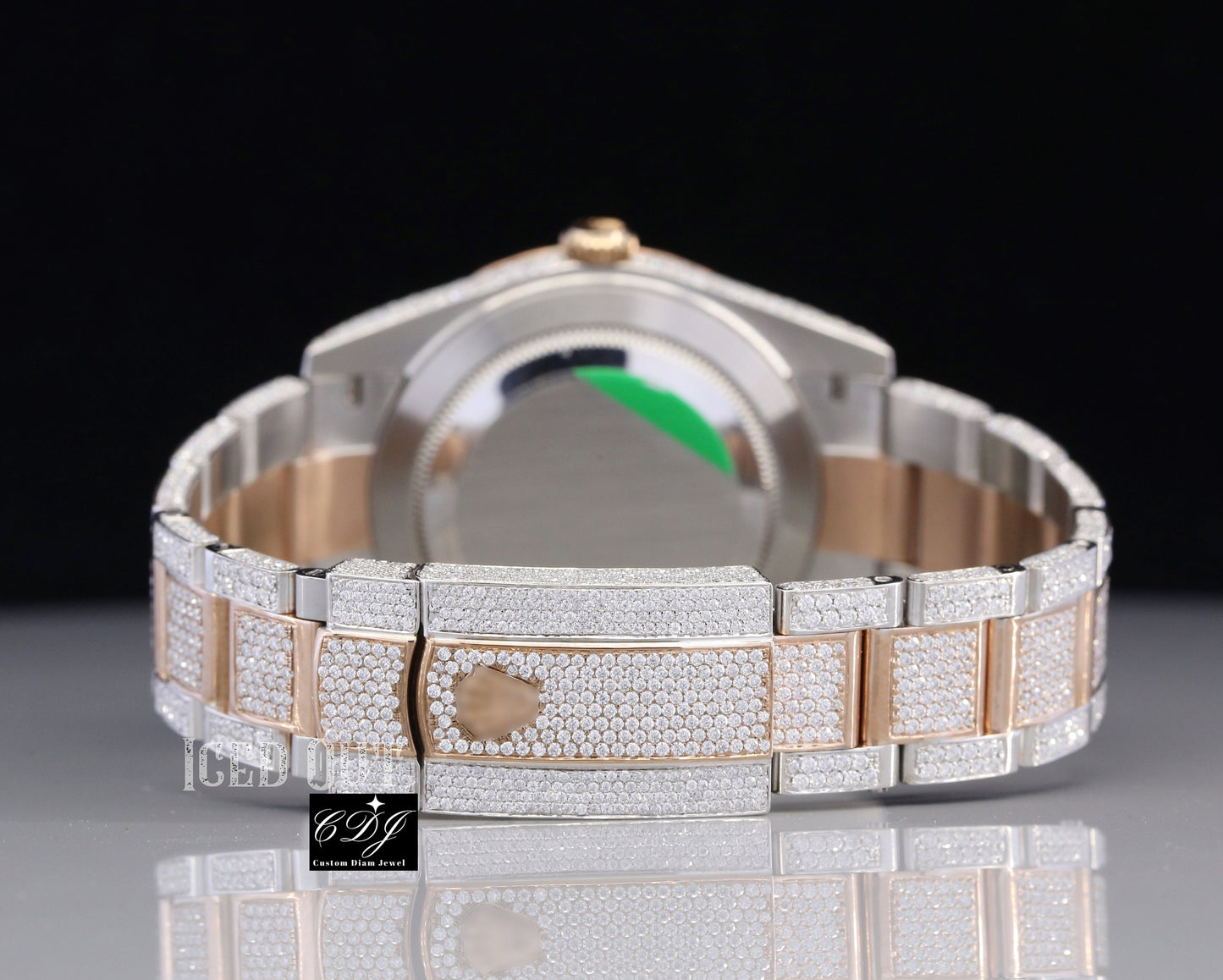 41mm Rolex Date Just Two Tone Rose Gold Oyster Band Watch customdiamjewel