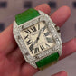 VVS1 D Color Moissanite Fully Bus Down Iced Out Green Belt Watch customdiamjewel
