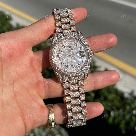 31mm Rolex Arabic Dial Moissanite Watch For Women customdiamjewel