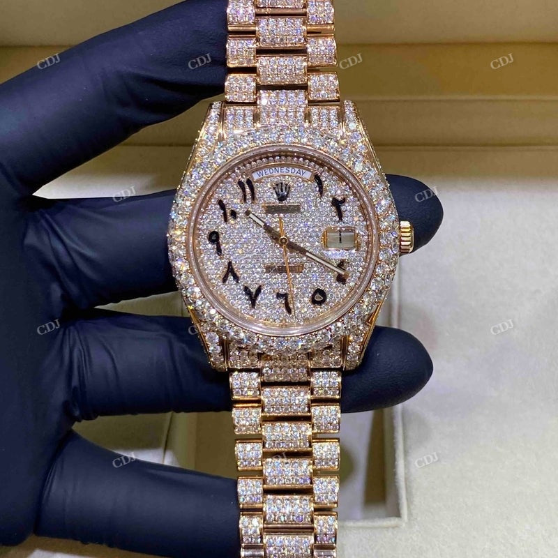 31mm Rolex Arabic Dial Moissanite Watch For Women customdiamjewel
