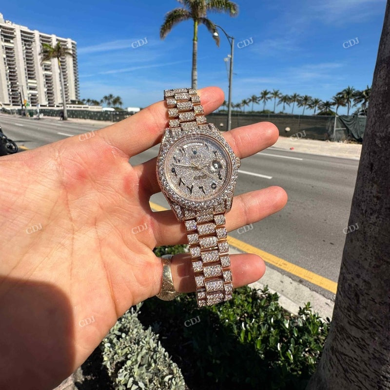 31mm Rolex Arabic Dial Moissanite Watch For Women customdiamjewel