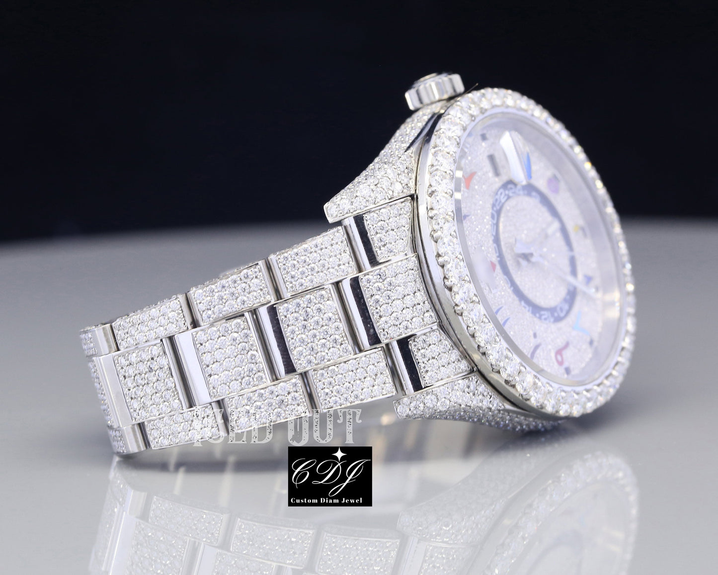 Hip Hop Rolex Sky Dweller Moissanite Diamond Watch customdiamjewel