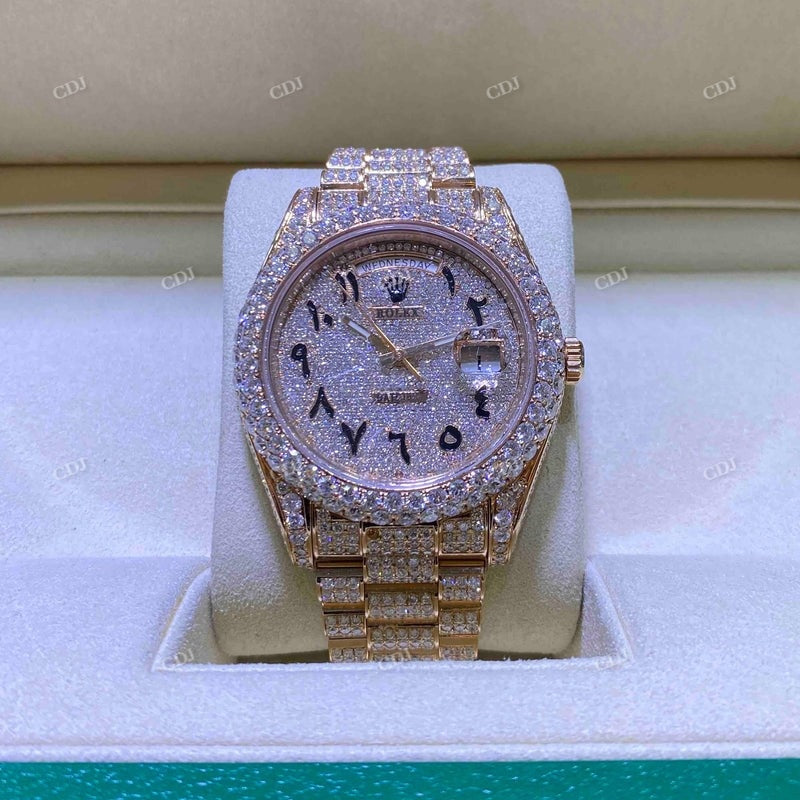 31mm Rolex Arabic Dial Moissanite Watch For Women customdiamjewel