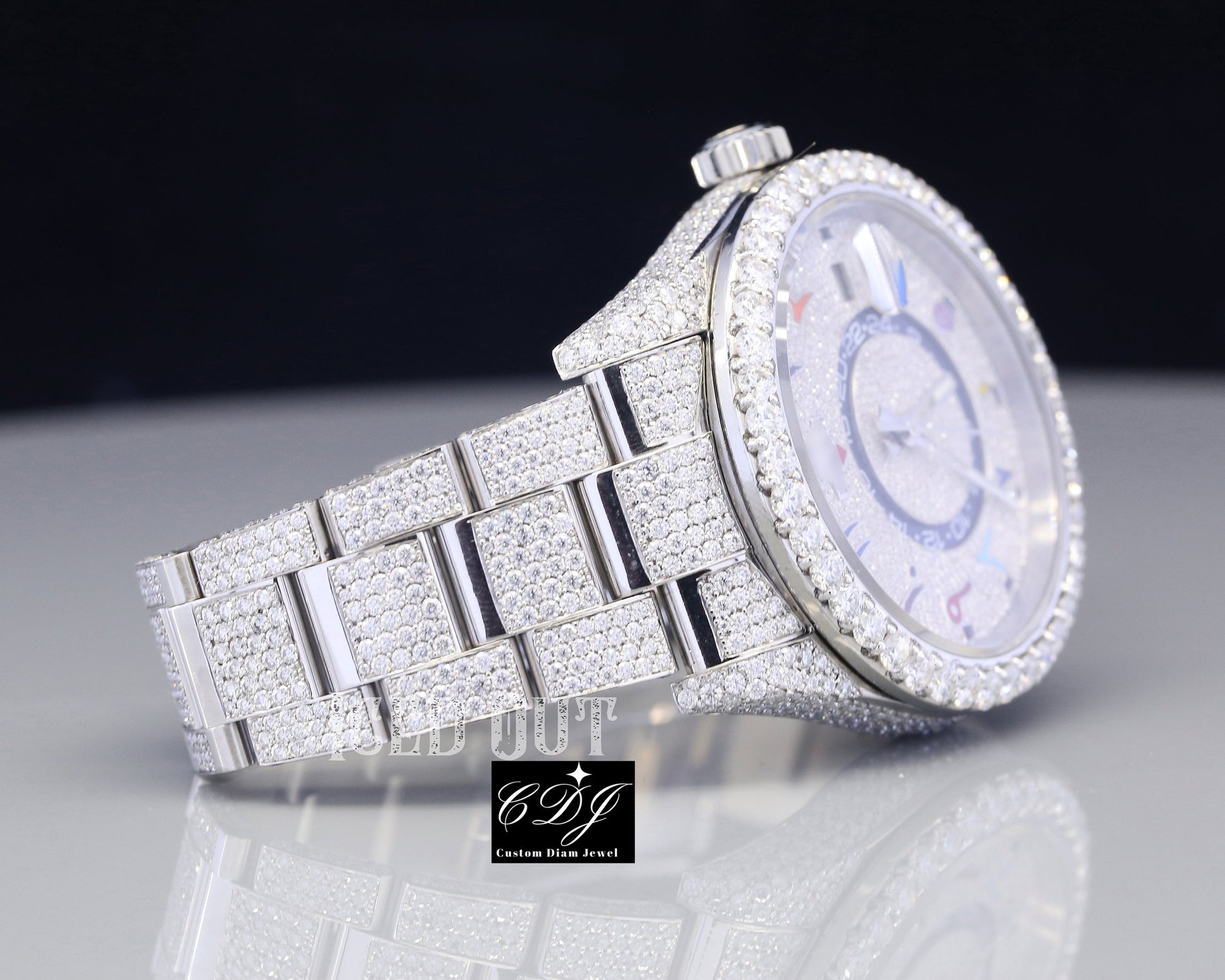 High Quality Arabic Dial Wholesale Hip Hop Iced Out Moissanite Watch customdiamjewel