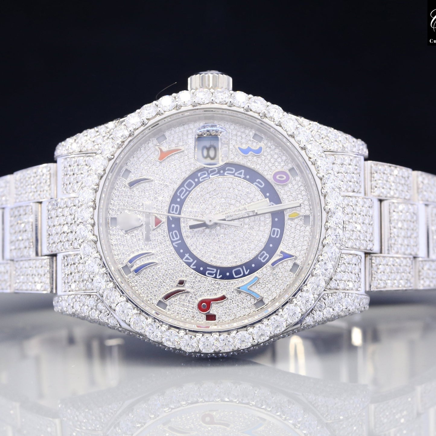 Hip Hop Rolex Sky Dweller Moissanite Diamond Watch customdiamjewel