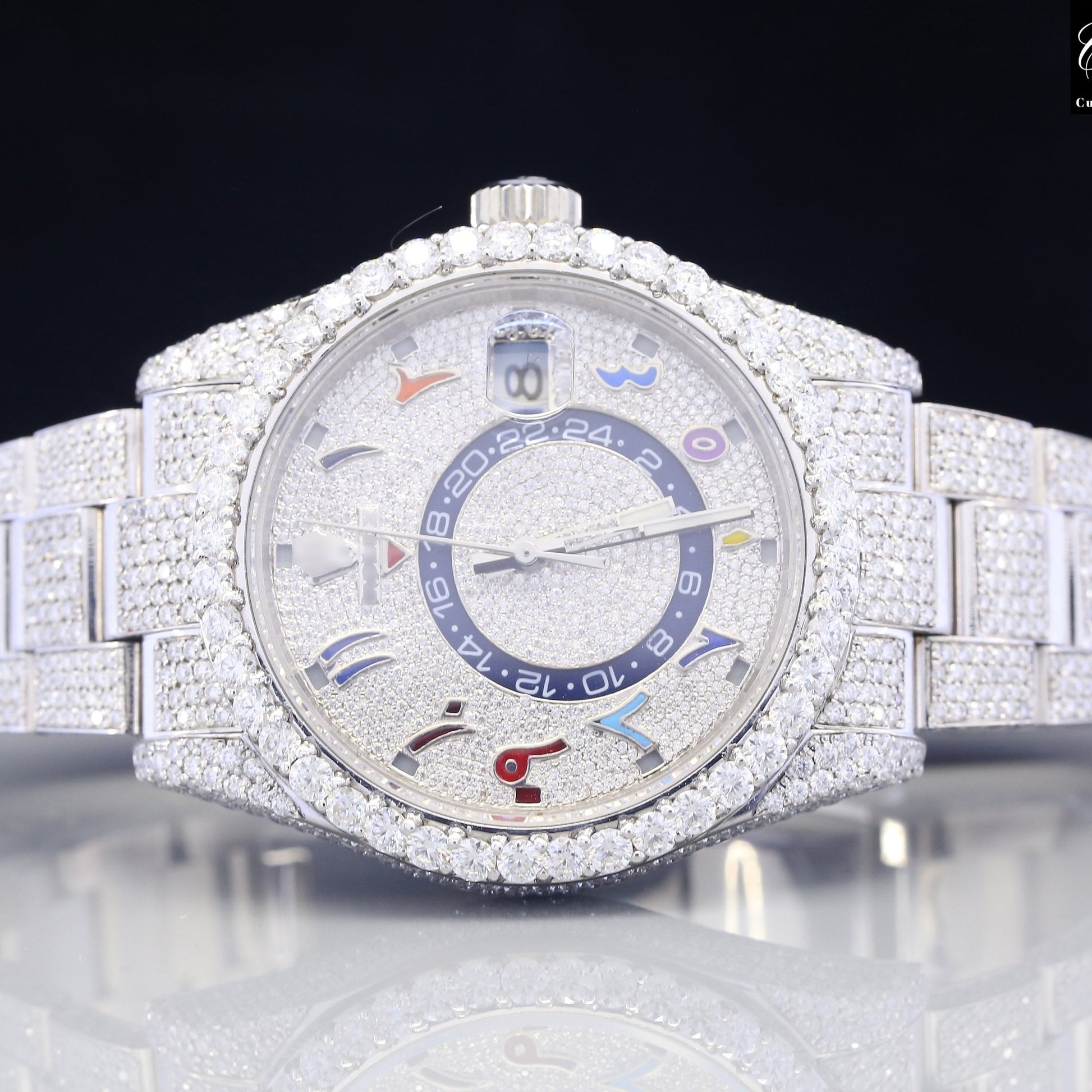 Hip Hop Rolex Sky Dweller Moissanite Diamond Watch customdiamjewel