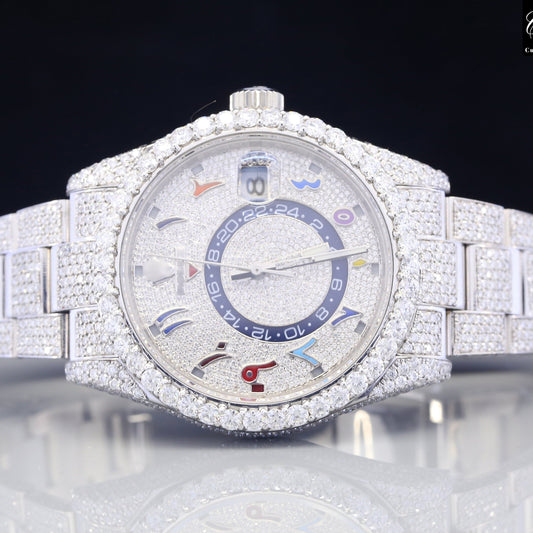 Hip Hop Rolex Sky Dweller Moissanite Diamond Watch customdiamjewel