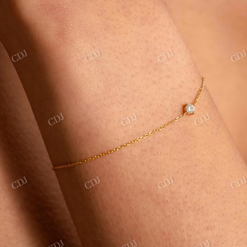 0.14CT Natural Diamond Solitaire Chain Bracelet
