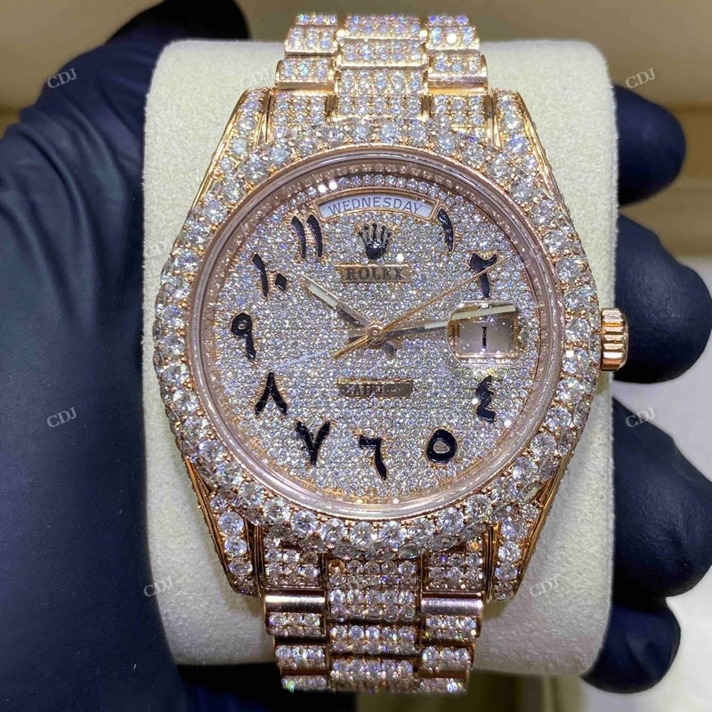 31mm Rolex Arabic Dial Moissanite Watch For Women customdiamjewel