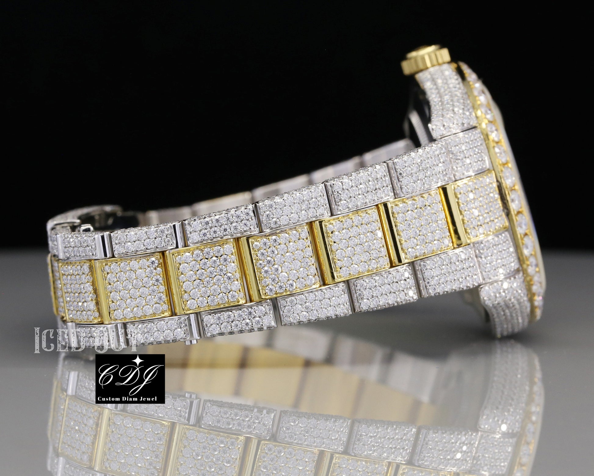 Classic Rolex Two Tone Moissanite Diamond Iced Out Watch customdiamjewel