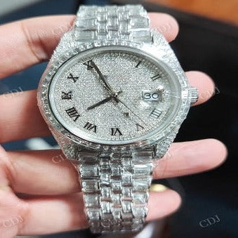 Full Iced out Moissanite Rolex Watch For Men customdiamjewel