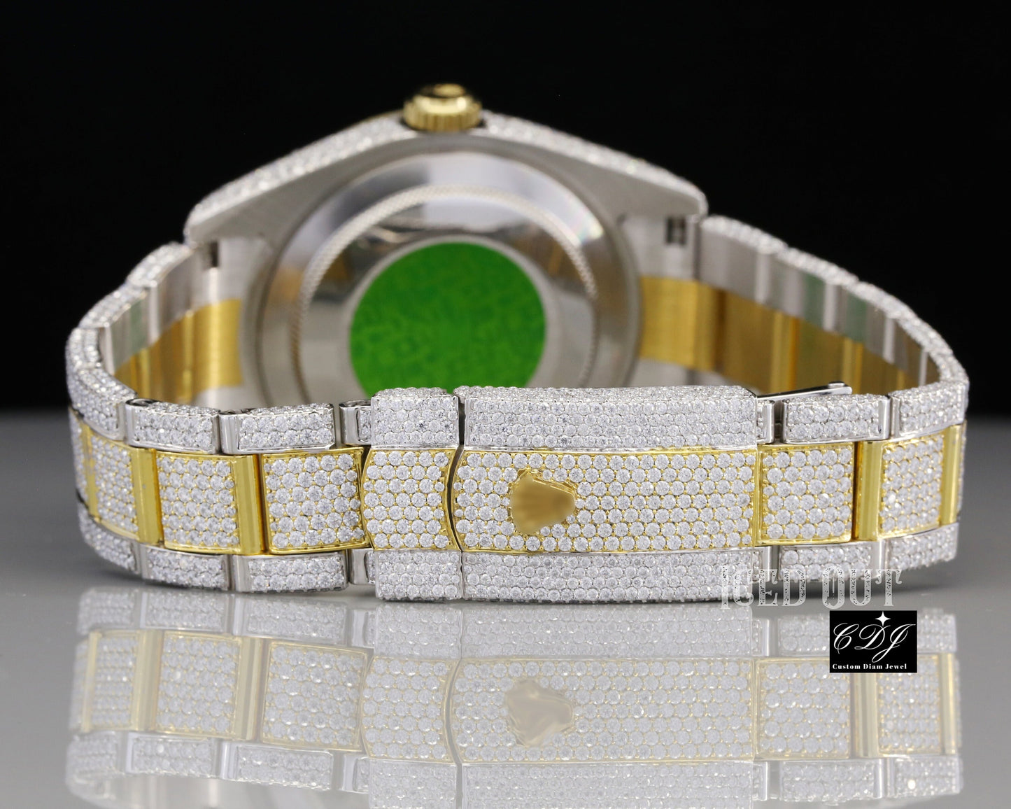 Classic Rolex Two Tone Moissanite Diamond Iced Out Watch customdiamjewel