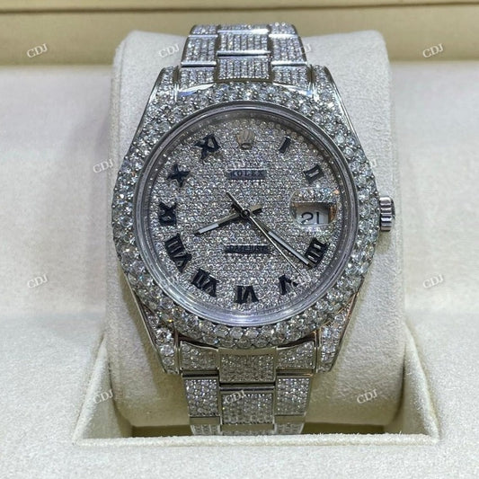 Moissanite Diamond Rolex Oyster Belt Watch For Rapper customdiamjewel