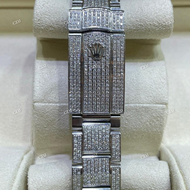 Rolex Oyster Full White Moissanite Rapper Style Watch customdiamjewel