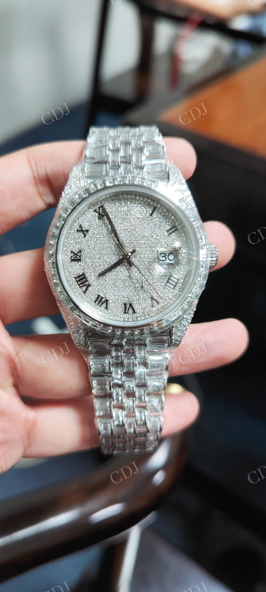 Full Iced out Moissanite Rolex Watch For Men customdiamjewel