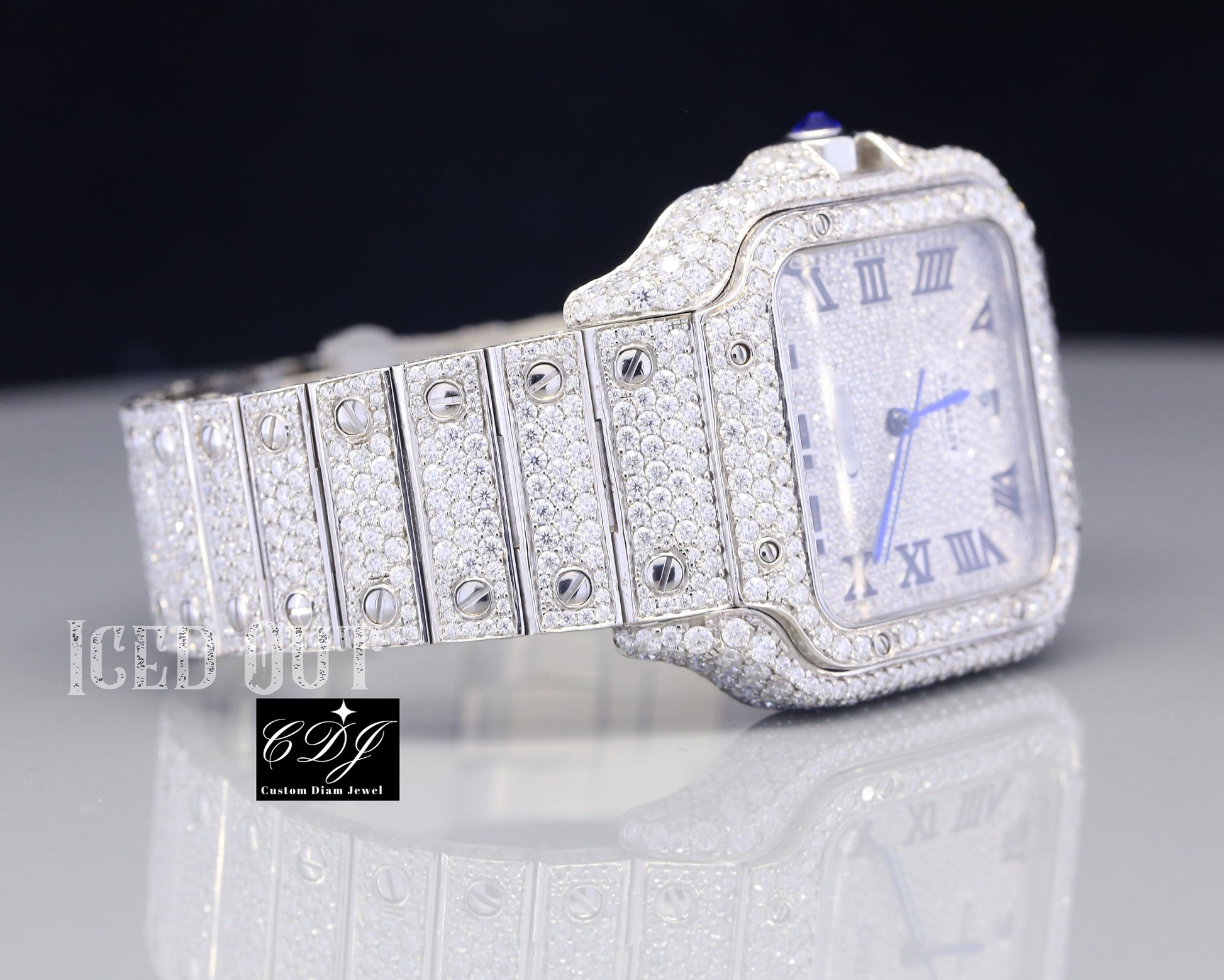 Cartier Iced Out Men's Wrist Luxury Moissanite Waterproof Watch customdiamjewel