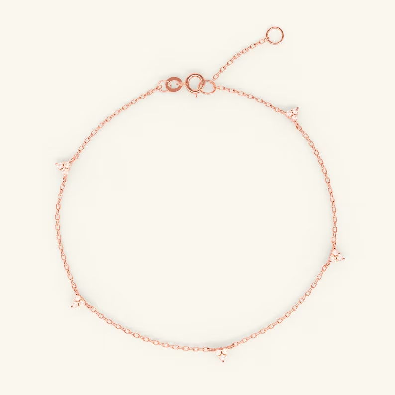 0.09CT natural Dimond Thin Chain Bracelet  customdiamjewel 10 KT Solid Gold Rose Gold VVS-EF