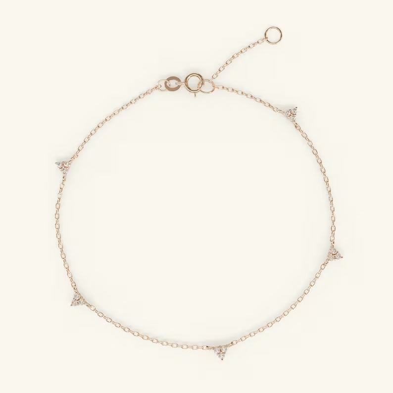 0.09CT natural Dimond Thin Chain Bracelet