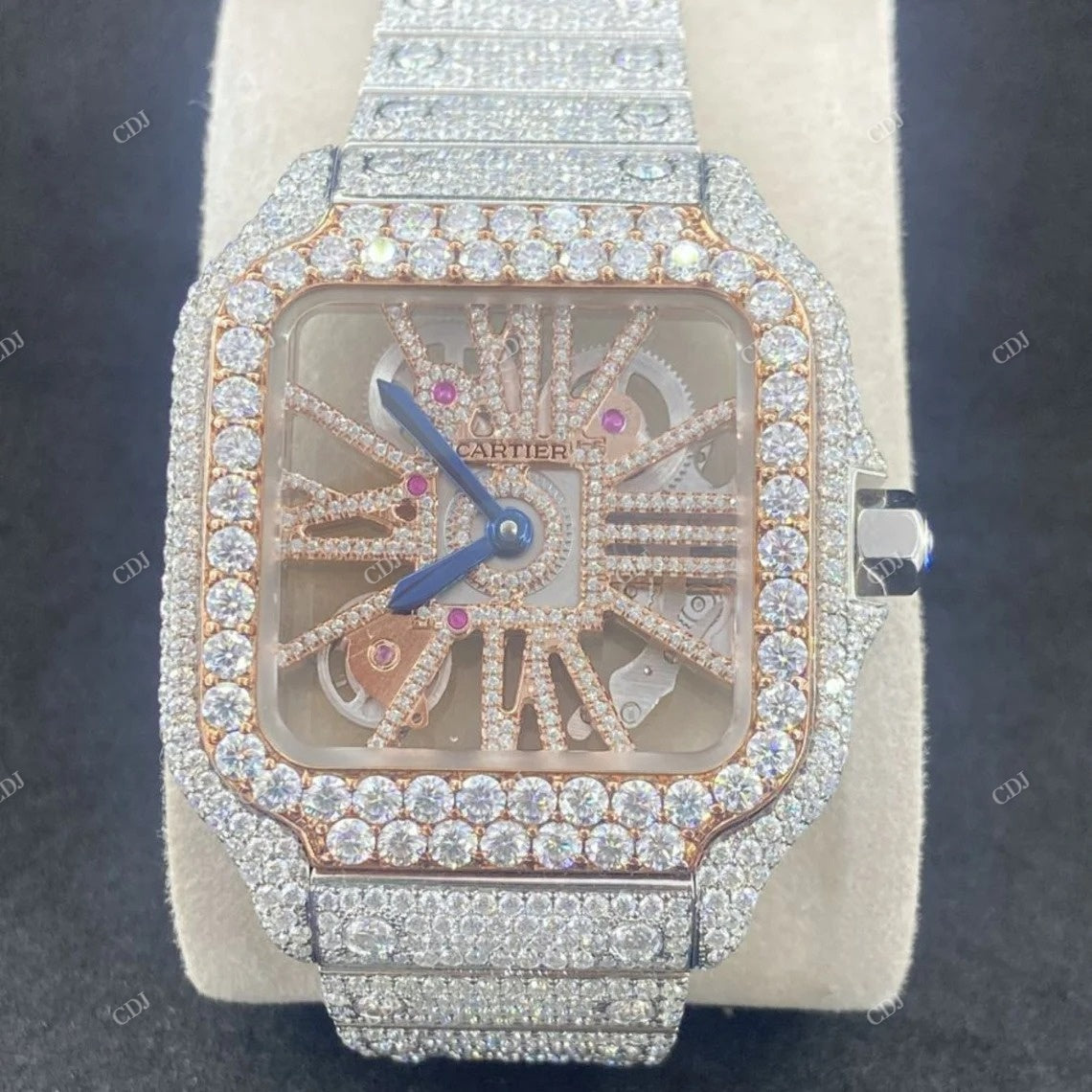 Moissanite VVS Cartier Skeleton Iced Out Watch customdiamjewel