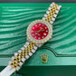 Rolex Jubilee Red Dial Moissanite Men's Watch customdiamjewel