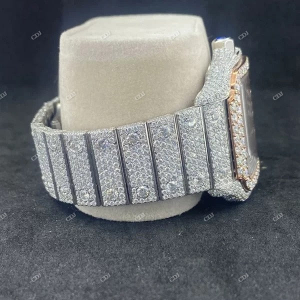 Moissanite VVS Cartier Skeleton Iced Out Watch customdiamjewel