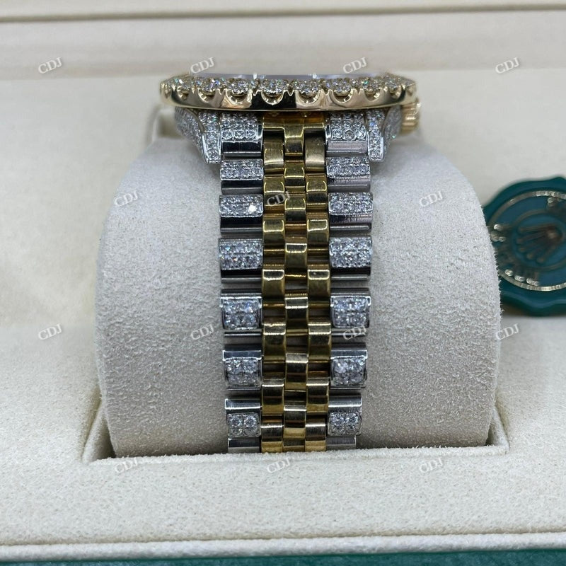Rolex Jubilee Red Dial Moissanite Men's Watch customdiamjewel