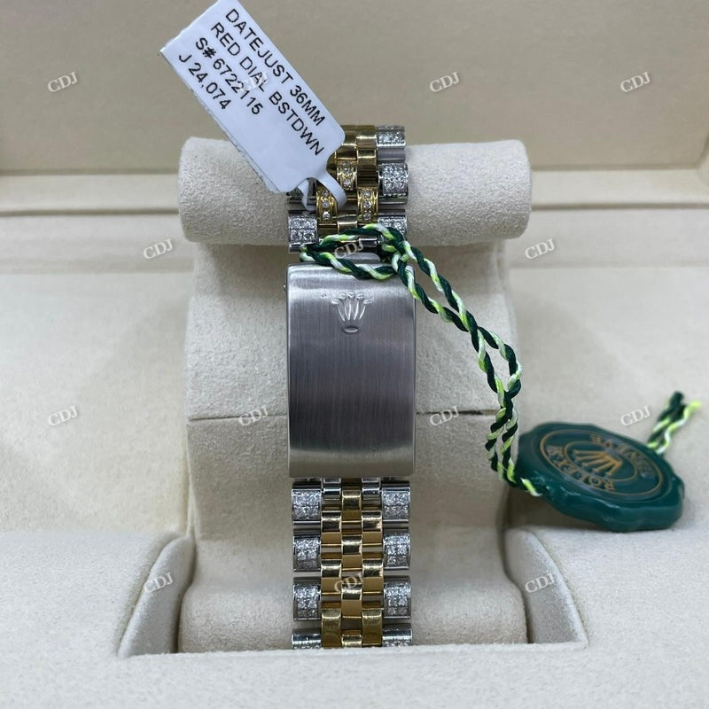 Rolex Jubilee Red Dial Moissanite Men's Watch customdiamjewel