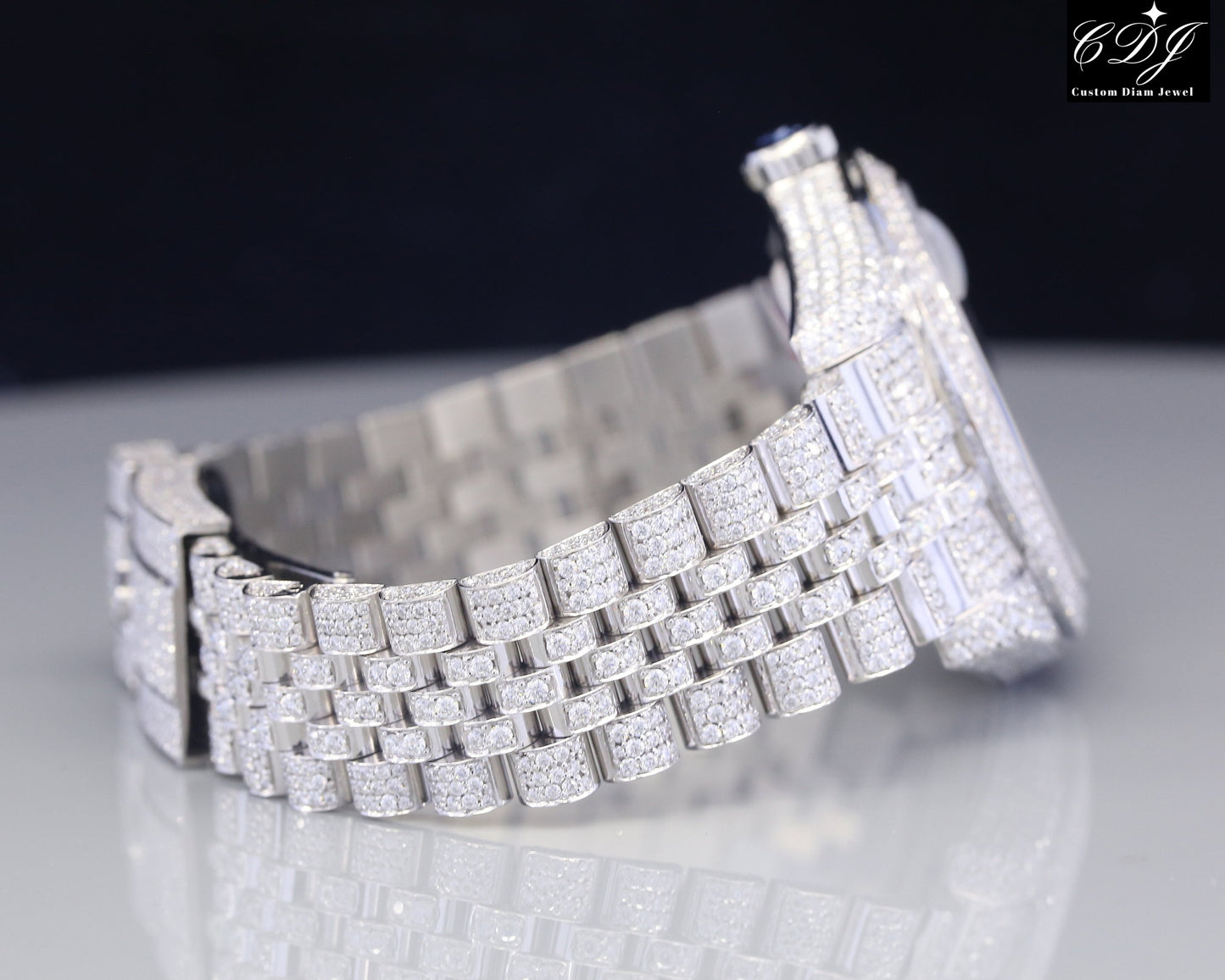 Luxury Iced Out Moissanite Diamond Datejust Rolex Watch customdiamjewel
