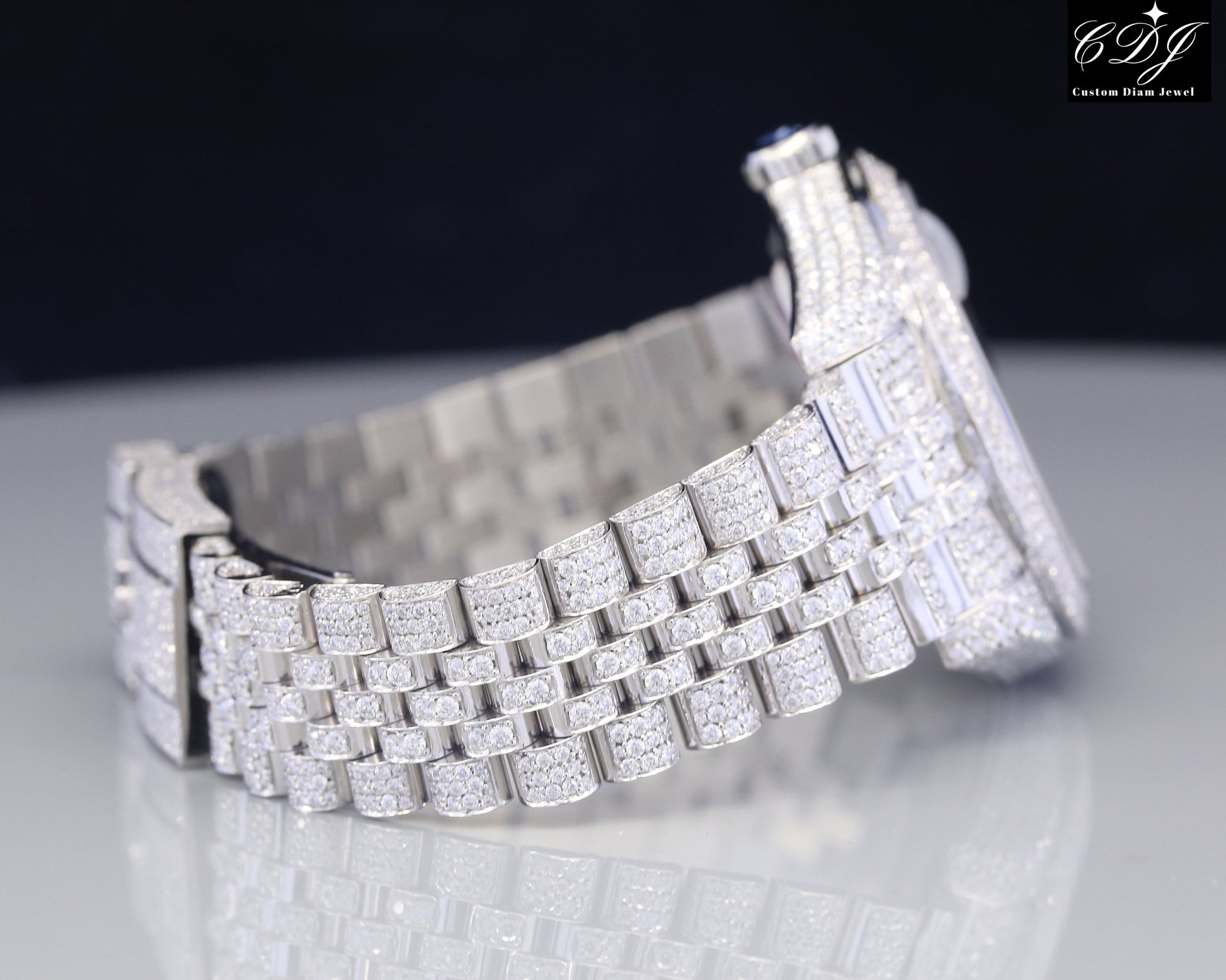 Luxury Iced Out Moissanite Diamond Datejust Rolex Watch customdiamjewel