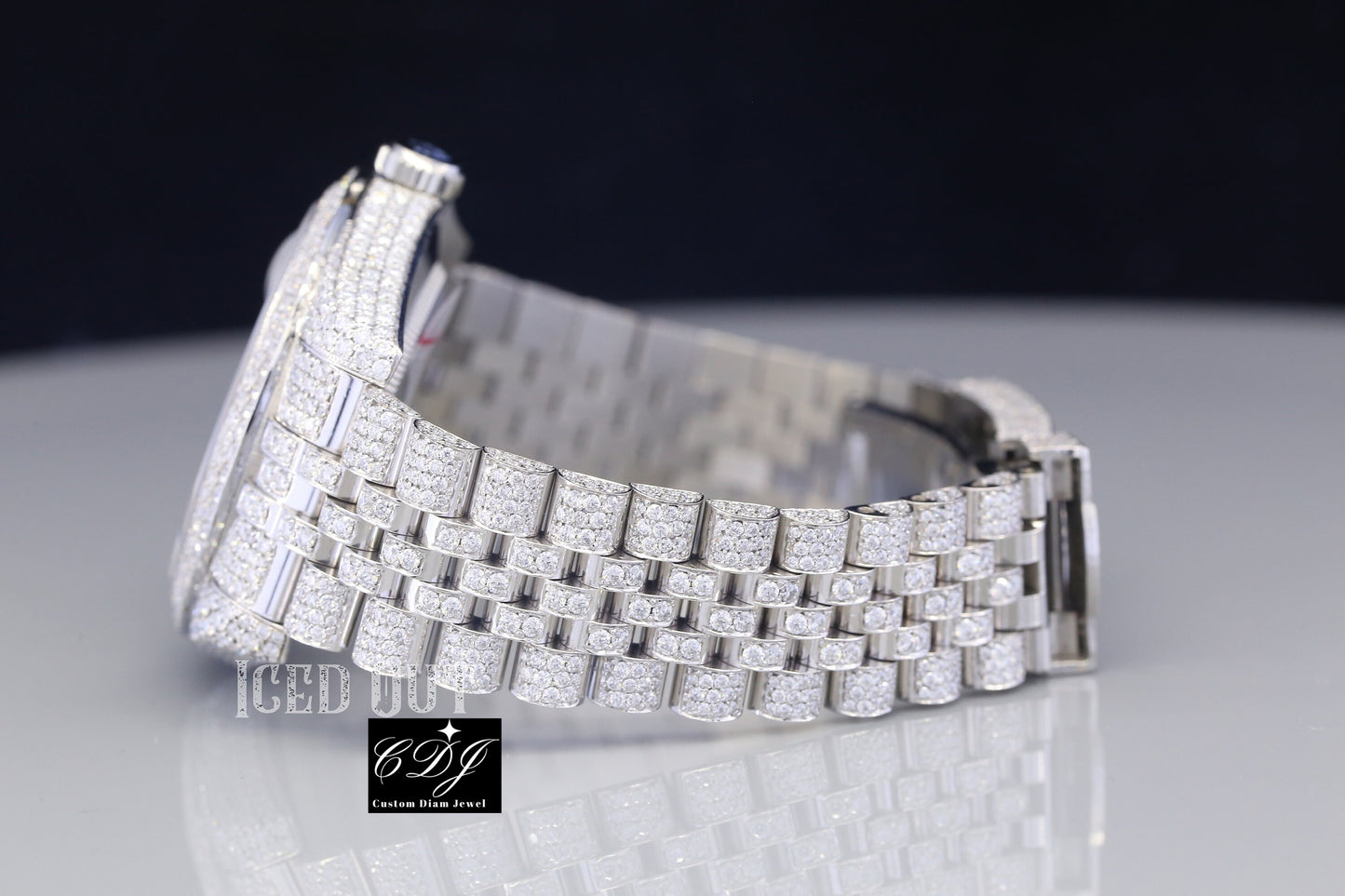Luxury Iced Out Moissanite Diamond Datejust Rolex Watch customdiamjewel