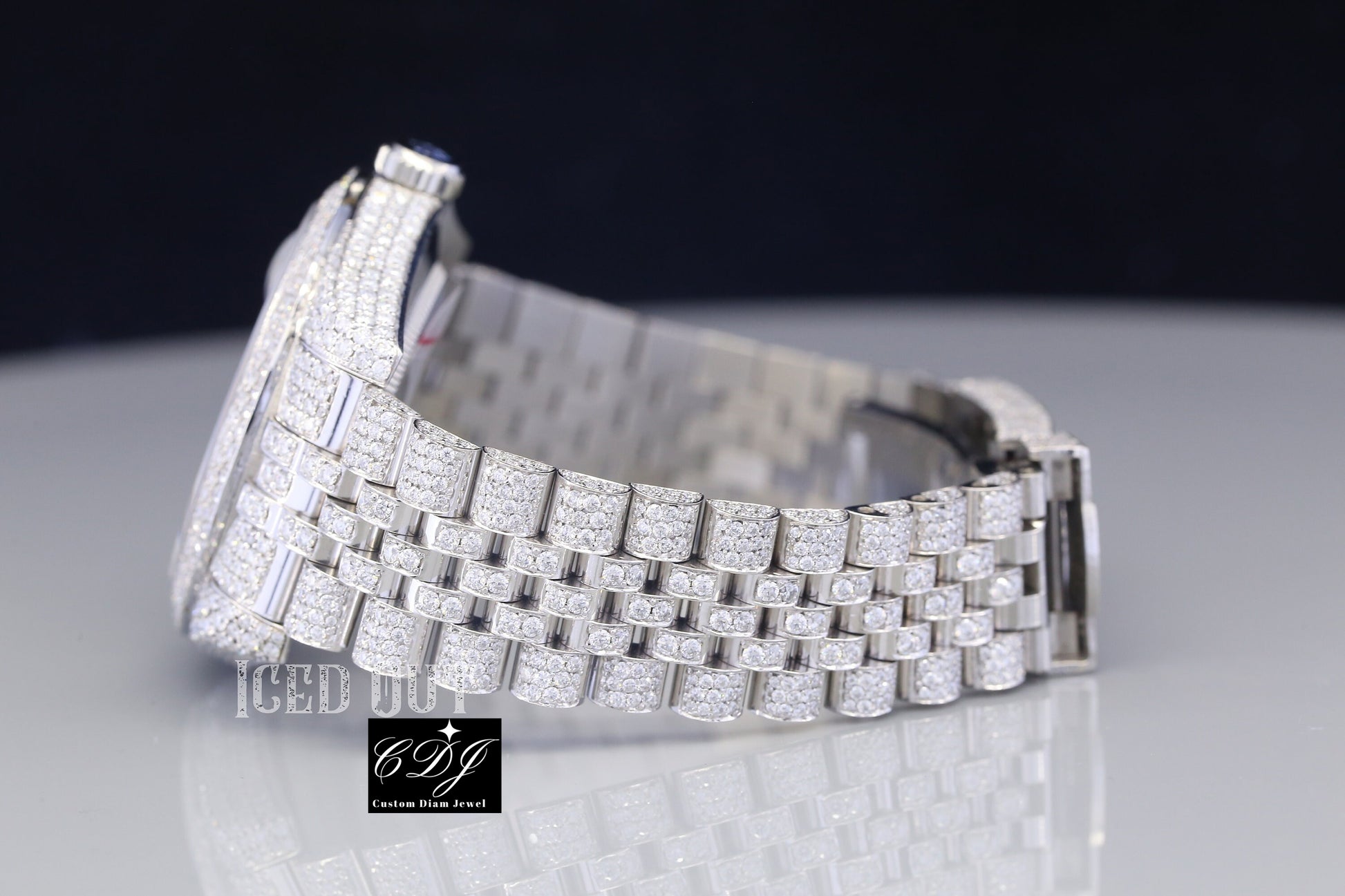 Luxury Iced Out Moissanite Diamond Datejust Rolex Watch customdiamjewel